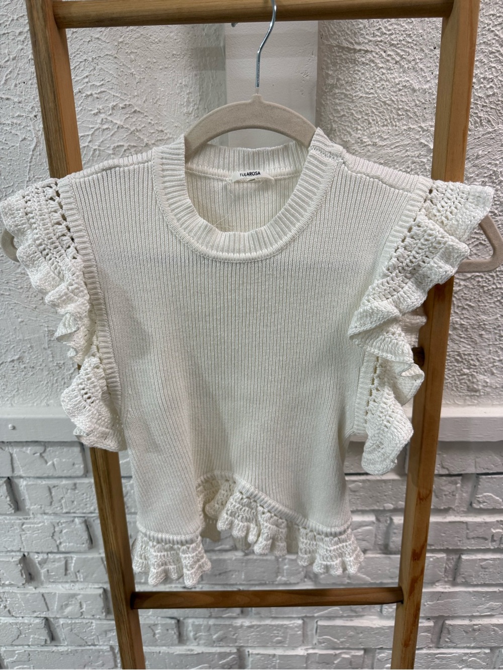 Tularosa Knit Ruffle Sleeve Sweater Top